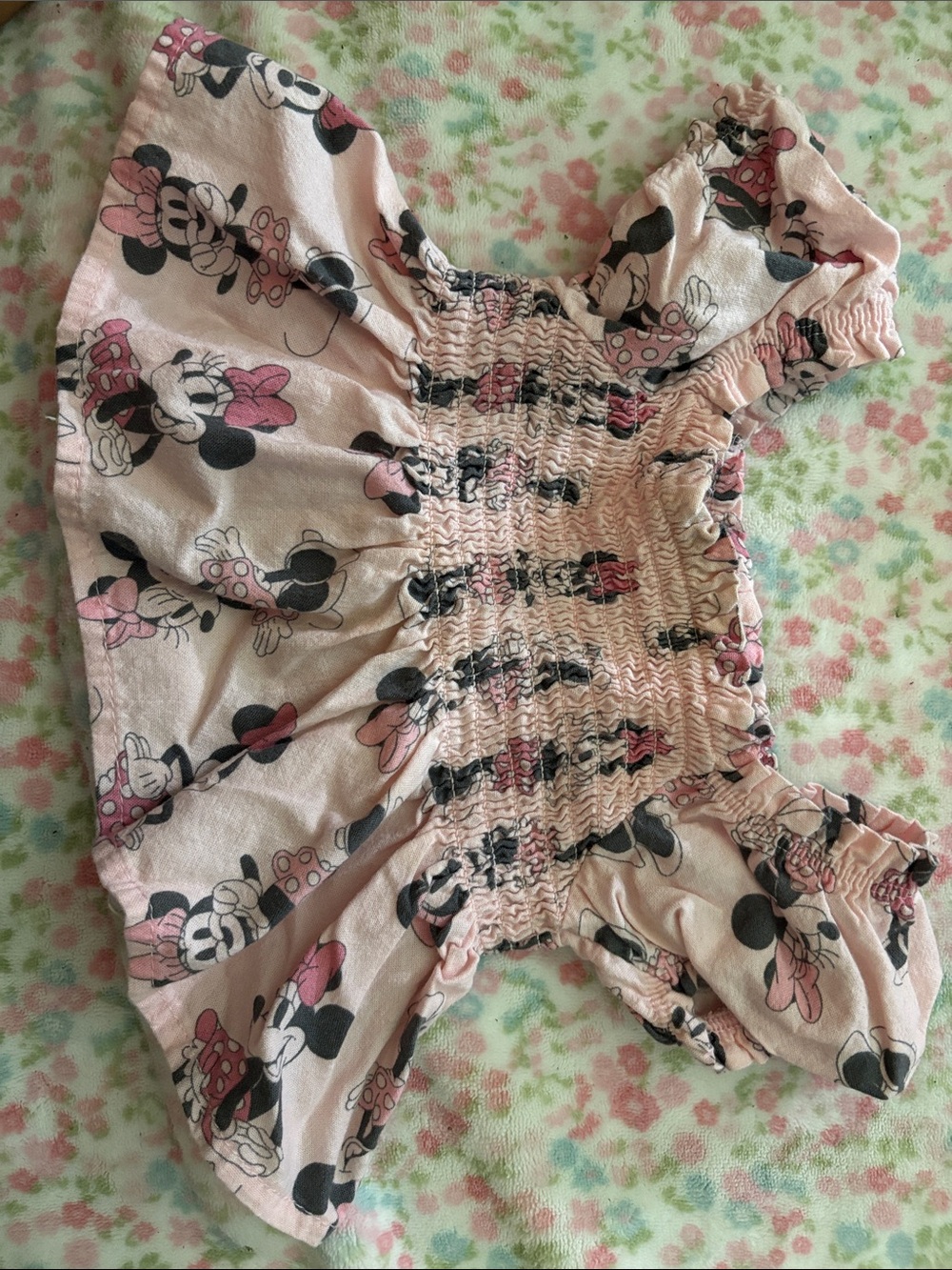 Disney Baby Light Pink Minnie Shirt with Gray Accents
